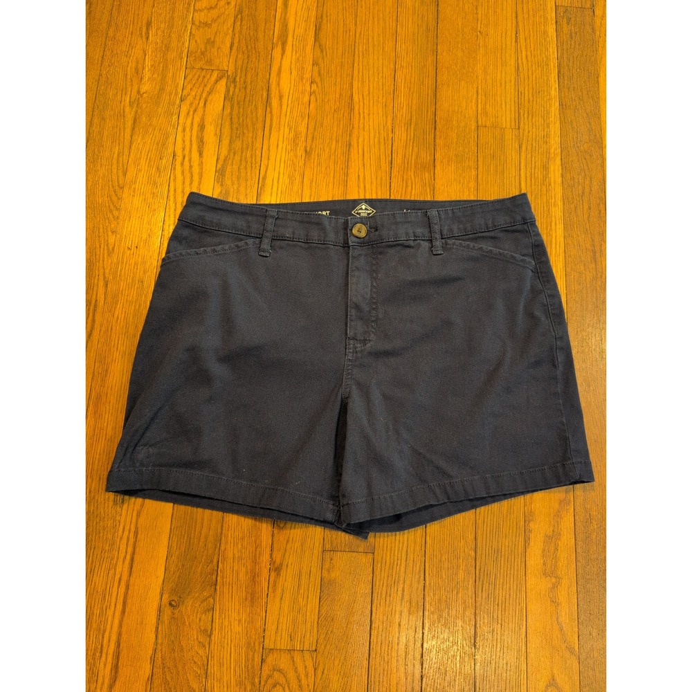 St Johns Bay Womens Navy Blue 5 Inch Inseam Chino Walking Shorts Size 14 Stretch
